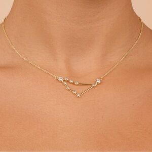 Leo Star Sign/Horoscope Necklace CZ - 14K Gold/Brass - Leo Jul23-Aug22